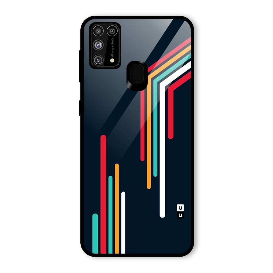 Retro Lines Minimal Stripes Glass Back Case for Galaxy F41