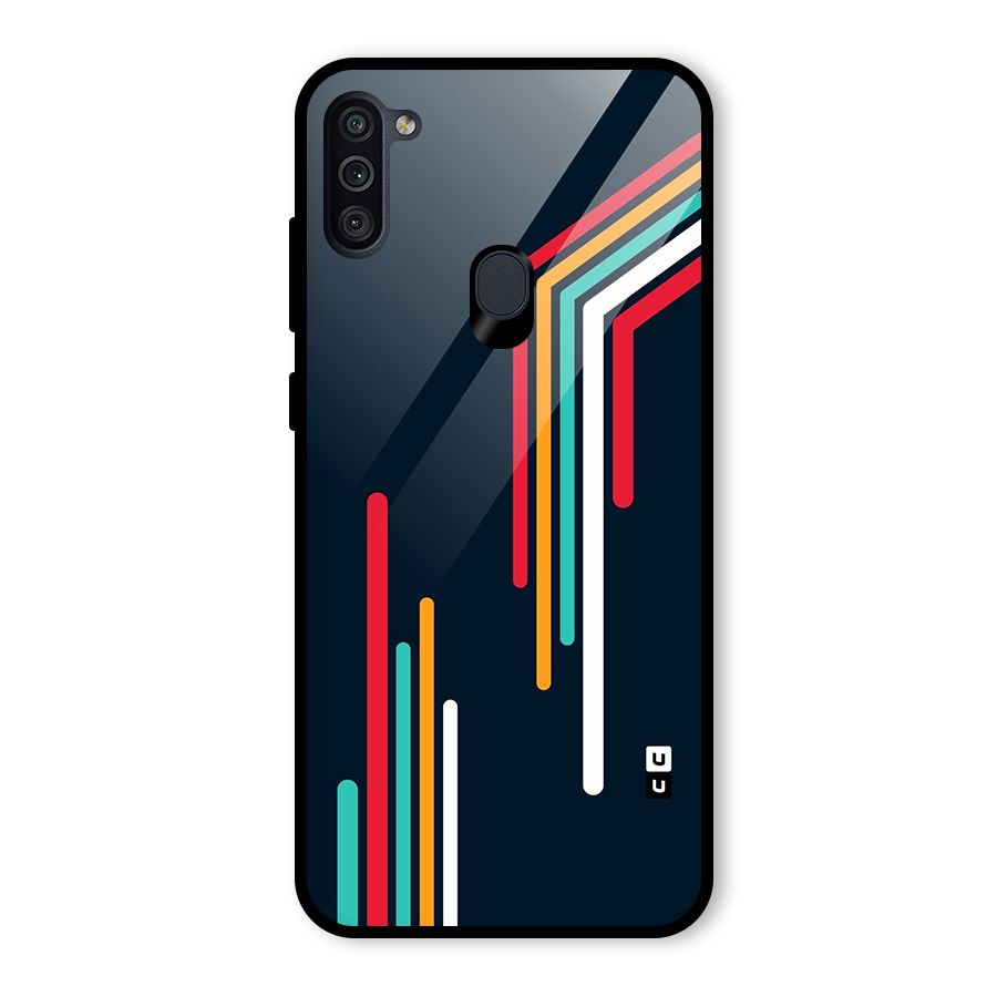 Retro Lines Minimal Stripes Glass Back Case for Galaxy M11