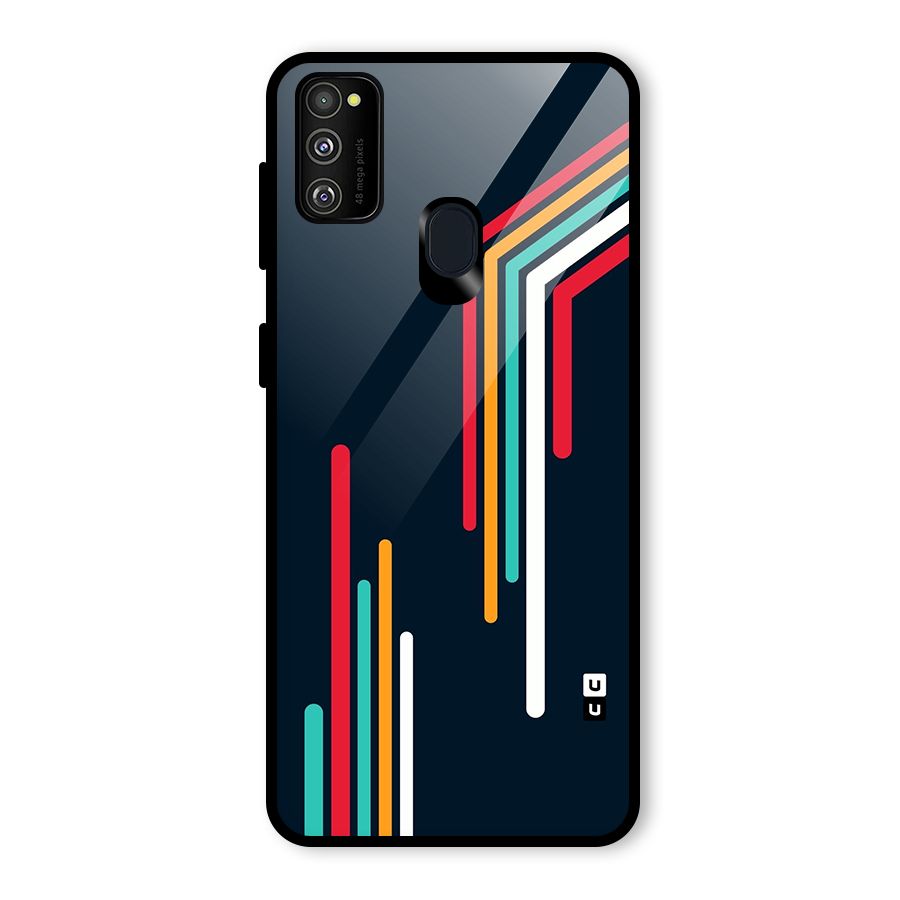Retro Lines Minimal Stripes Glass Back Case for Galaxy M30s