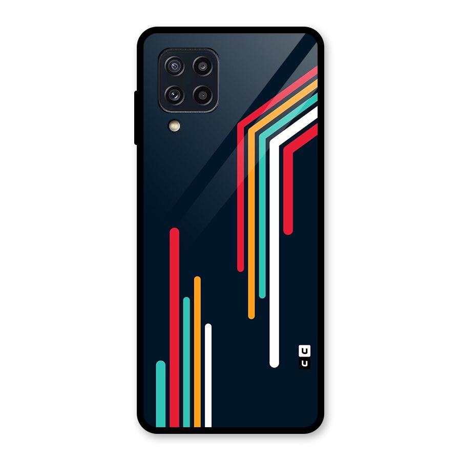 Retro Lines Minimal Stripes Glass Back Case for Galaxy M32