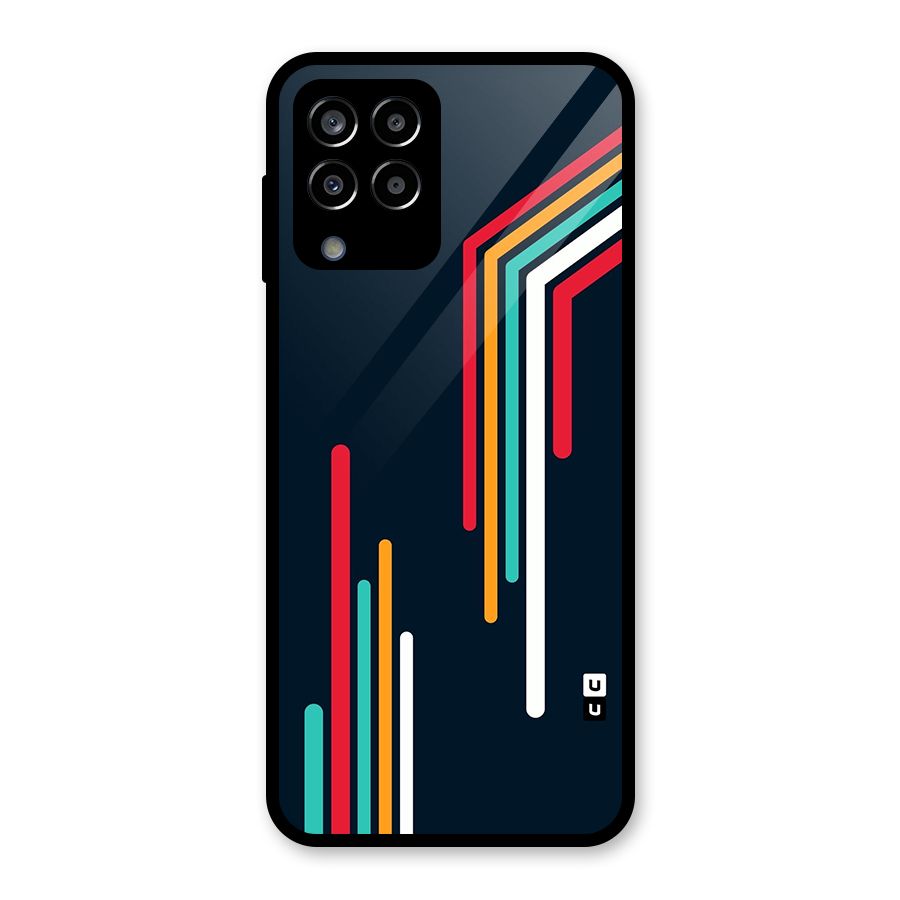 Retro Lines Minimal Stripes Glass Back Case for Galaxy M33