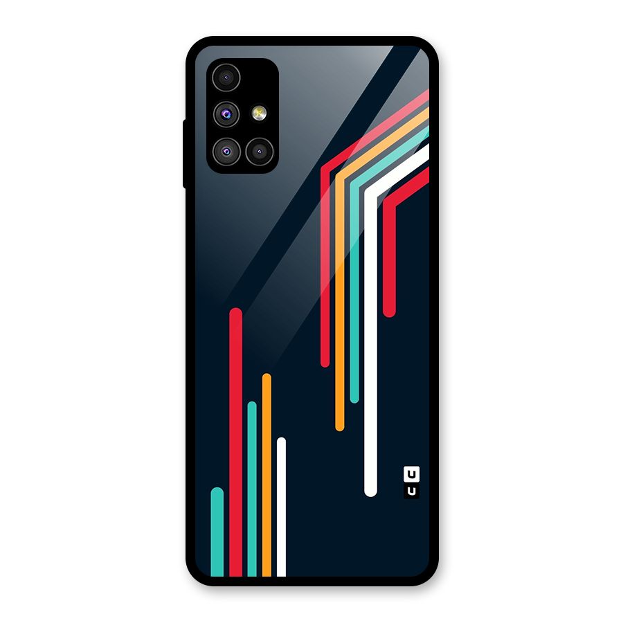 Retro Lines Minimal Stripes Glass Back Case for Galaxy M51