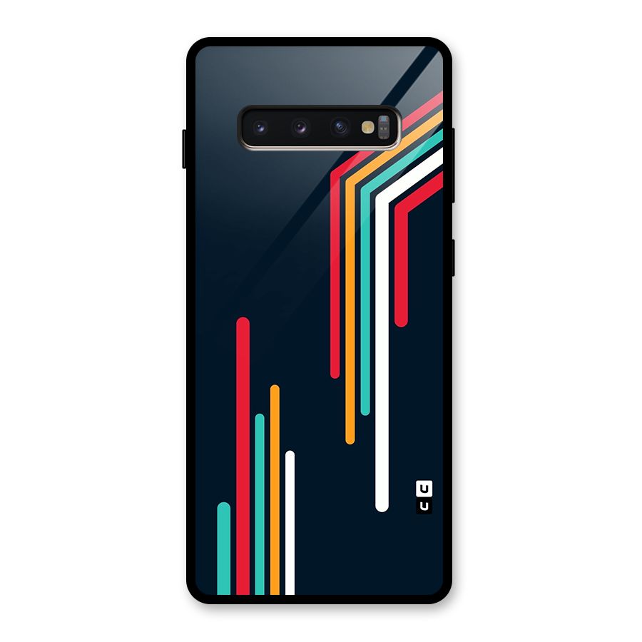 Retro Lines Minimal Stripes Glass Back Case for Galaxy S10 Plus