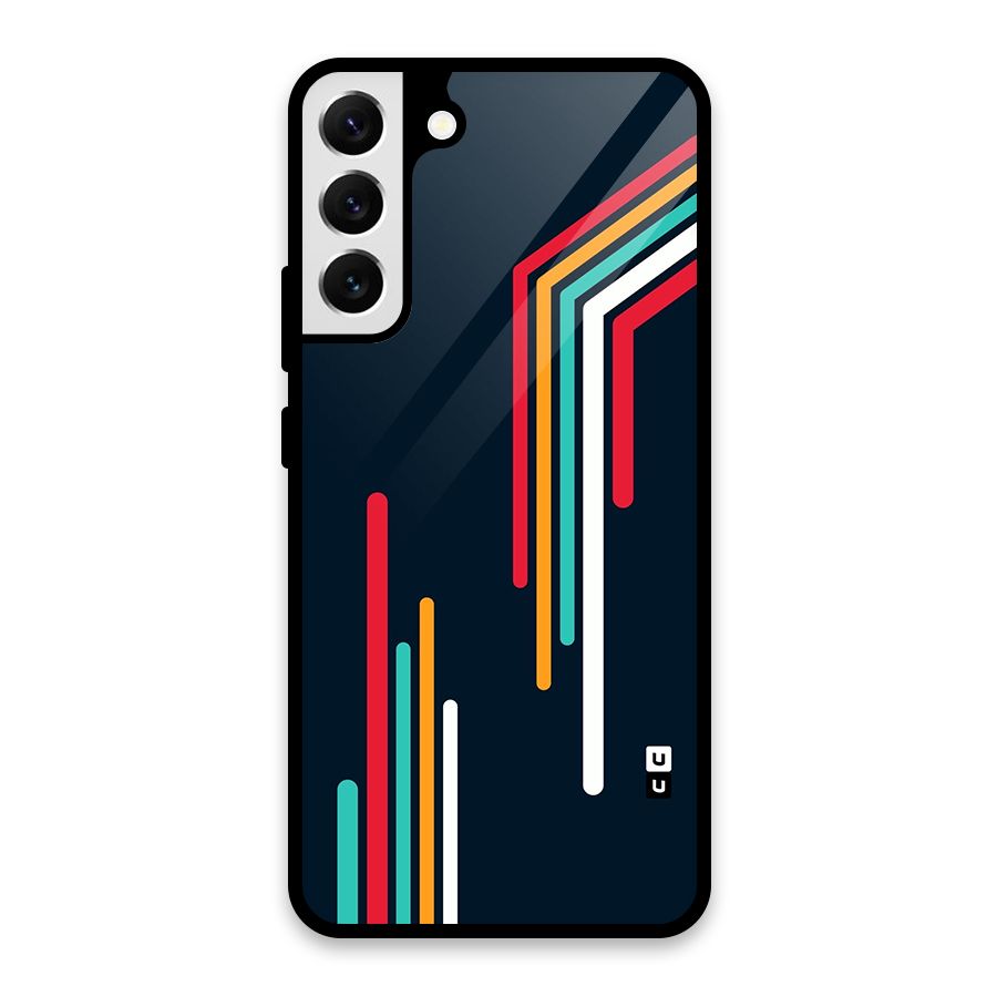 Retro Lines Minimal Stripes Glass Back Case for Galaxy S22 Plus 5G