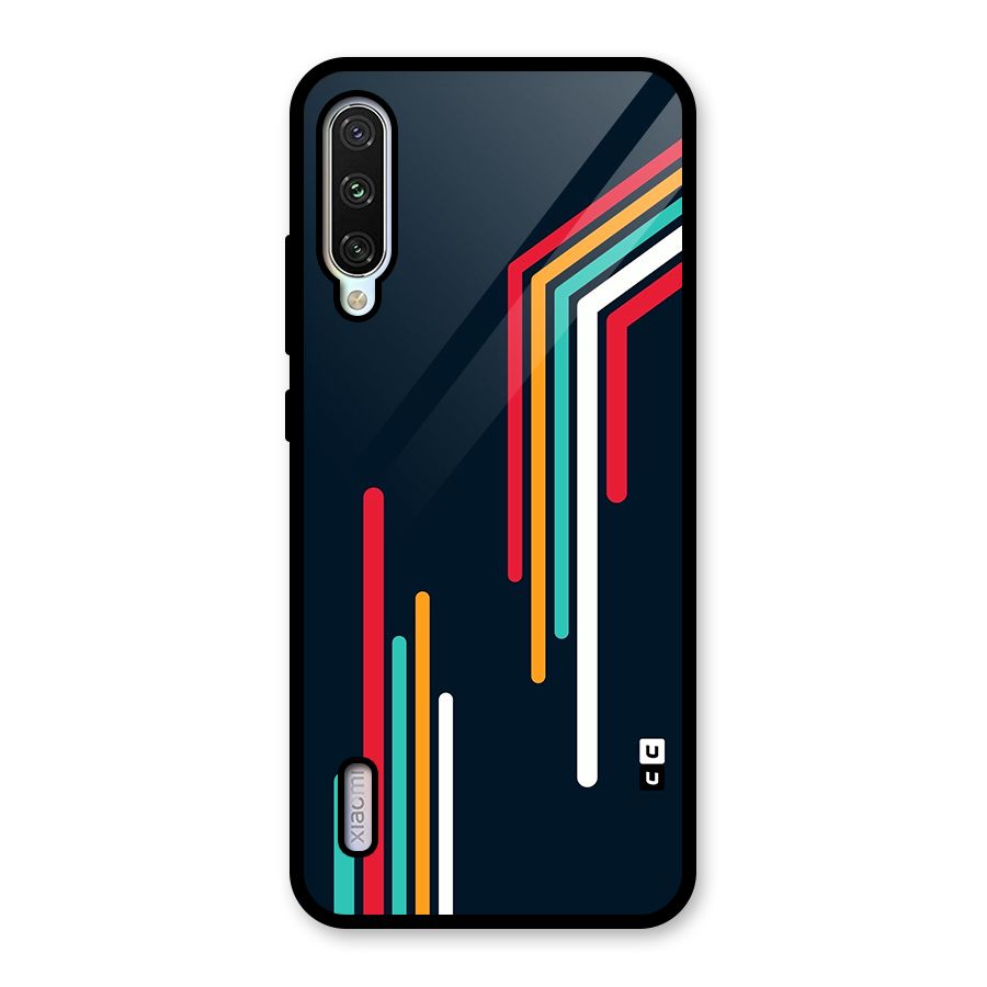 Retro Lines Minimal Stripes Glass Back Case for Mi A3