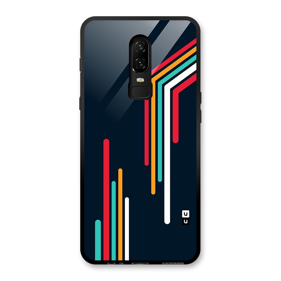 Retro Lines Minimal Stripes Glass Back Case for OnePlus 6