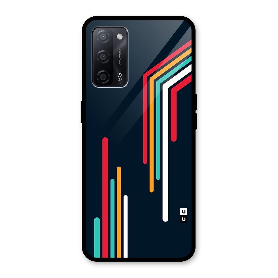 Retro Lines Minimal Stripes Glass Back Case for Oppo A53s 5G