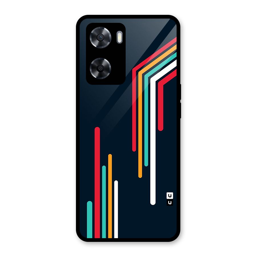 Retro Lines Minimal Stripes Glass Back Case for Oppo A57 2022