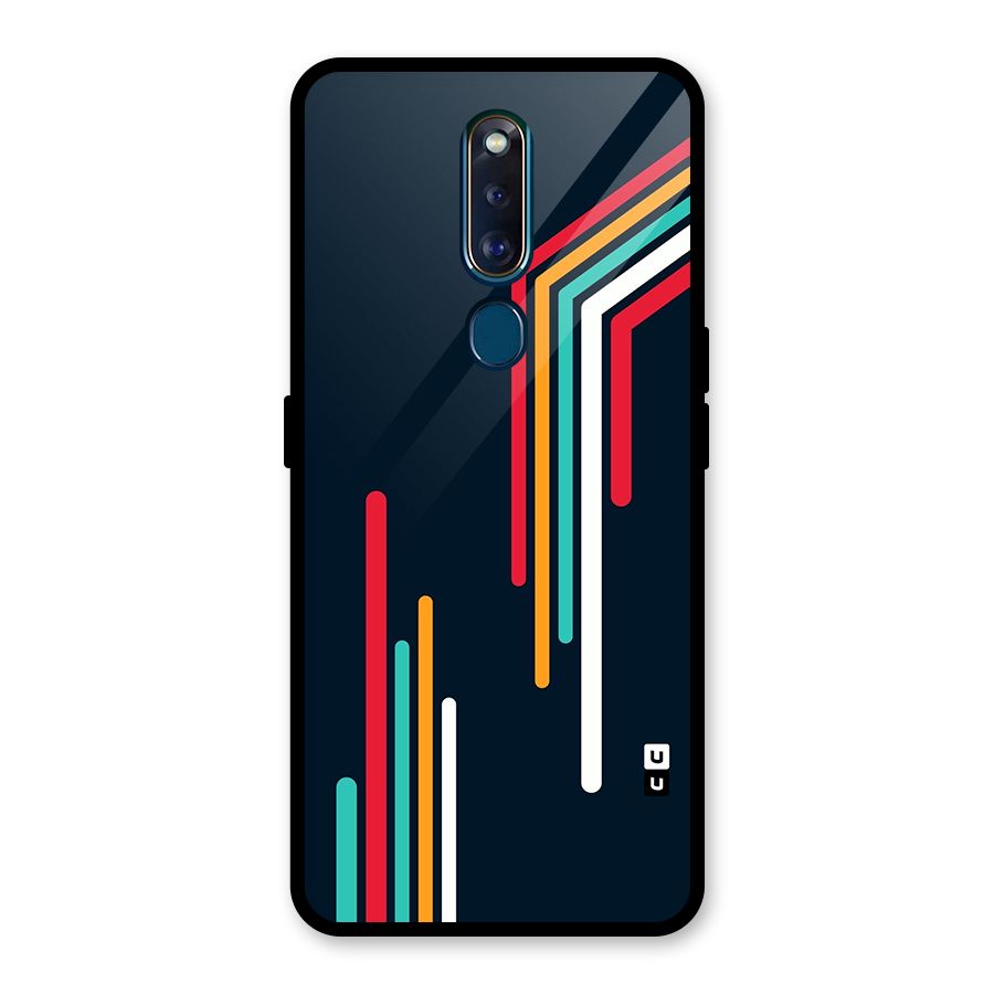Retro Lines Minimal Stripes Glass Back Case for Oppo F11 Pro