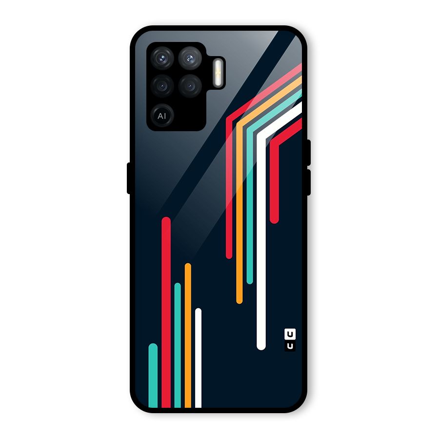 Retro Lines Minimal Stripes Glass Back Case for Oppo F19 Pro