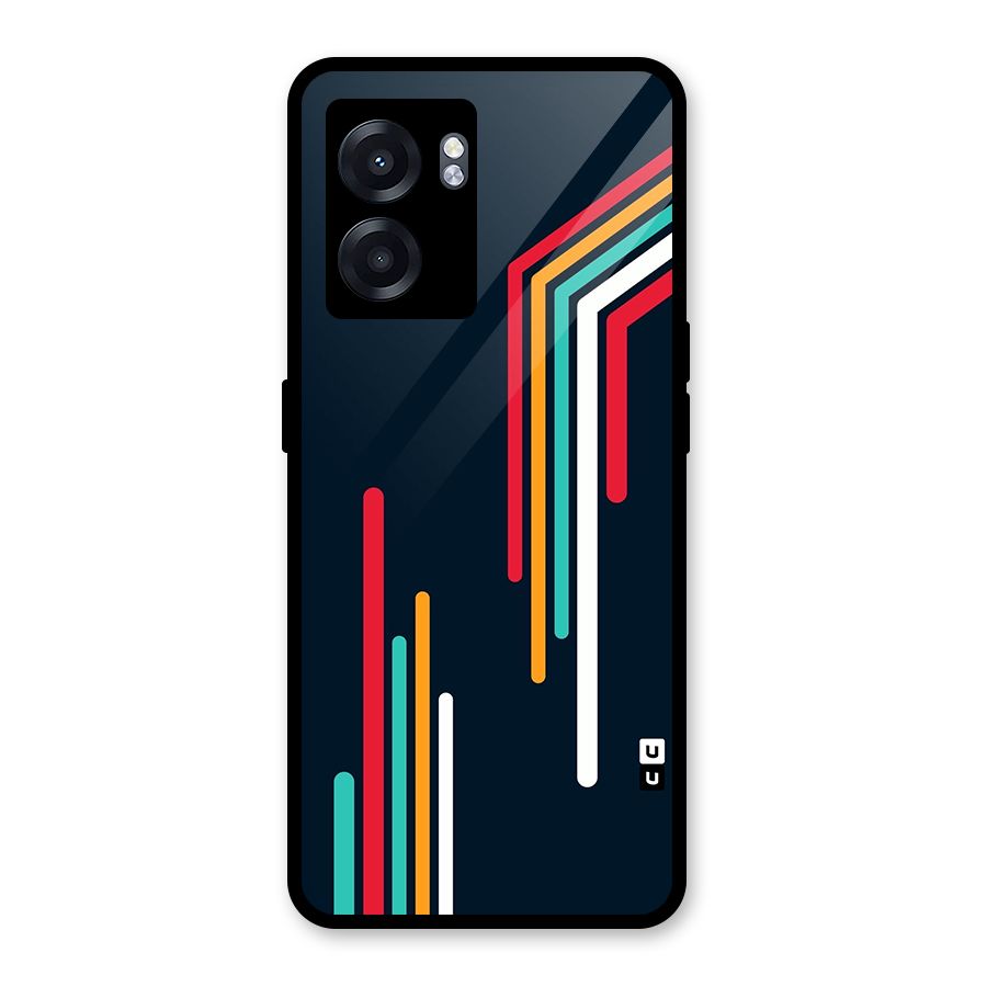 Retro Lines Minimal Stripes Glass Back Case for Oppo K10 (5G)