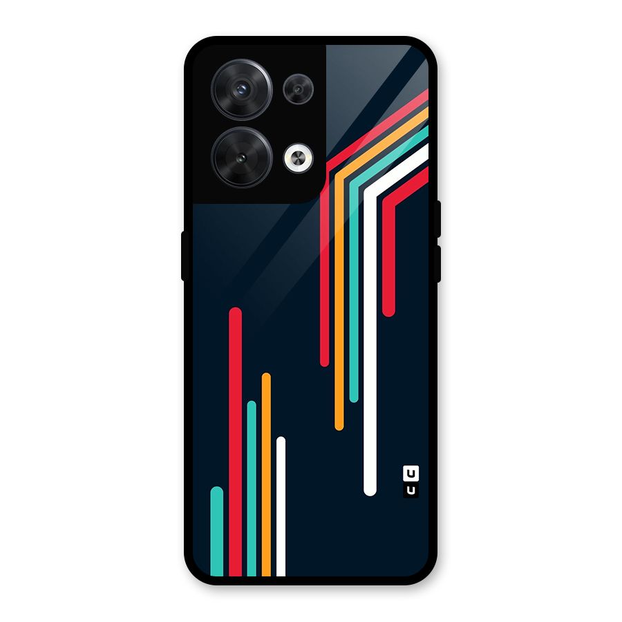 Retro Lines Minimal Stripes Glass Back Case for Oppo Reno8 5G