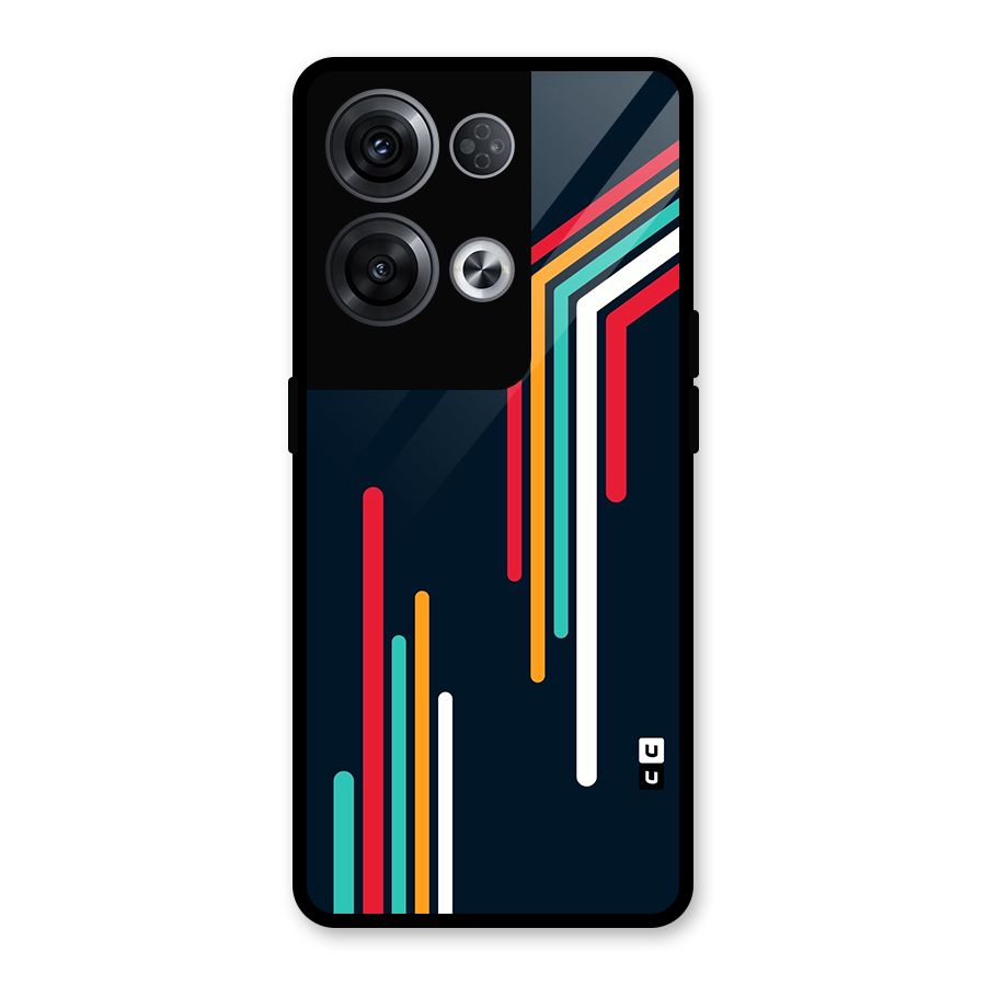 Retro Lines Minimal Stripes Glass Back Case for Oppo Reno8 Pro 5G