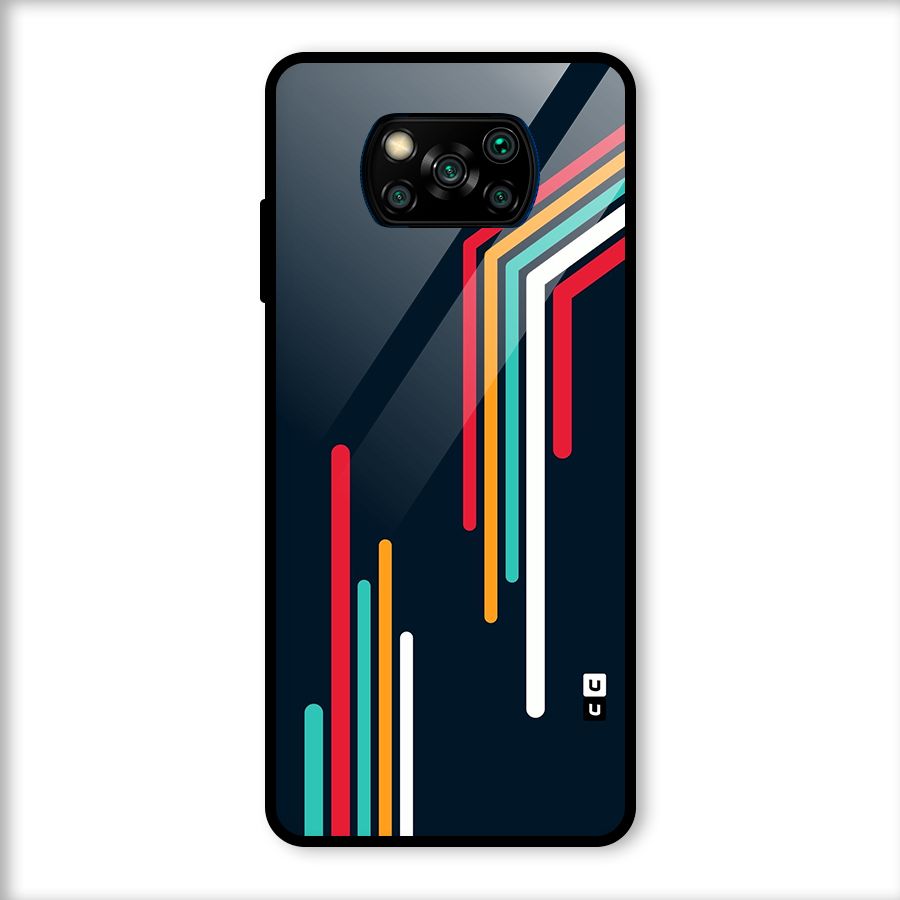 Retro Lines Minimal Stripes Glass Back Case for Poco X3