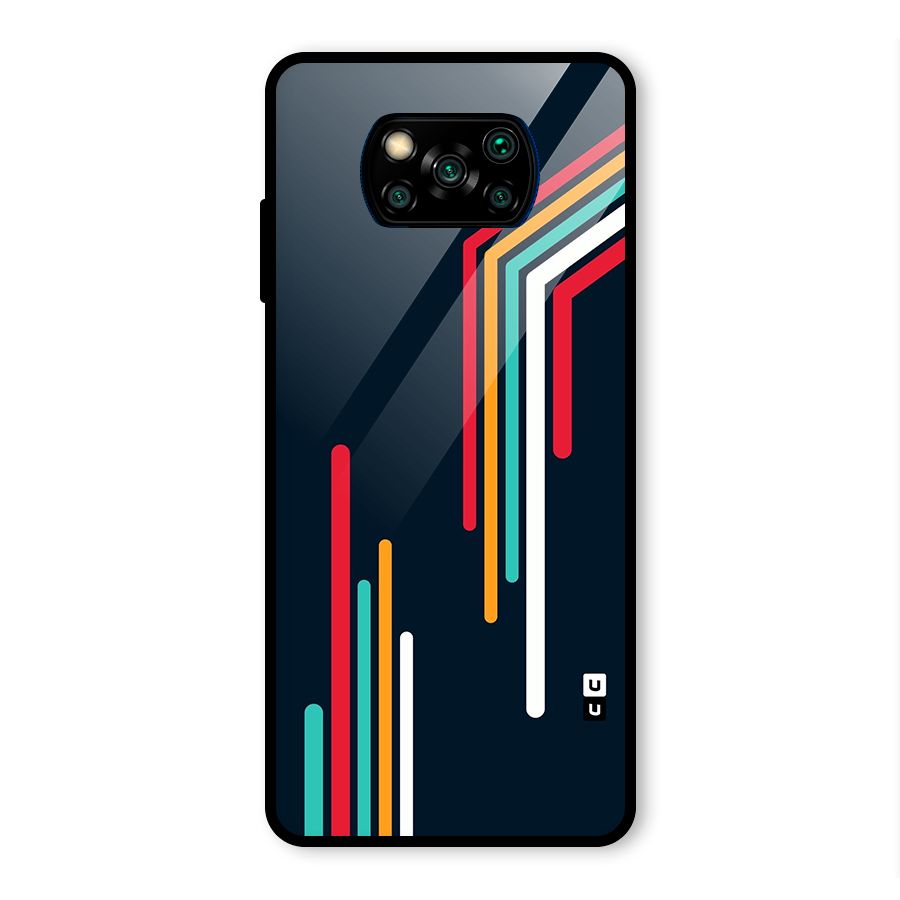 Retro Lines Minimal Stripes Glass Back Case for Poco X3 Pro
