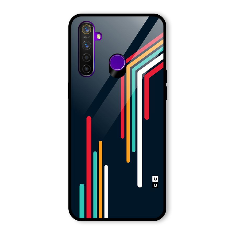 Retro Lines Minimal Stripes Glass Back Case for Realme 5 Pro