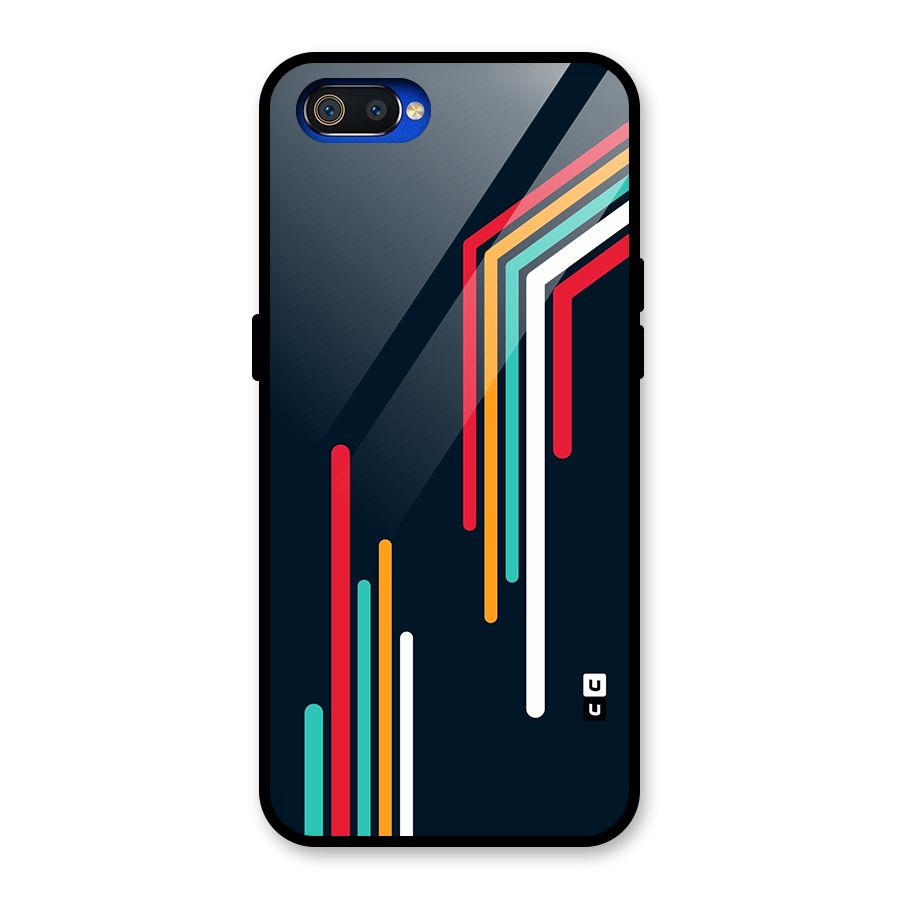 Retro Lines Minimal Stripes Glass Back Case for Realme C2