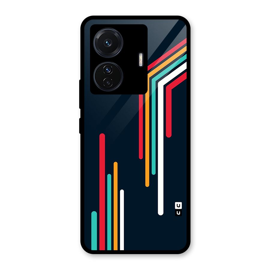 Retro Lines Minimal Stripes Glass Back Case for Vivo T1 Pro