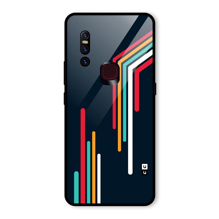 Retro Lines Minimal Stripes Glass Back Case for Vivo V15