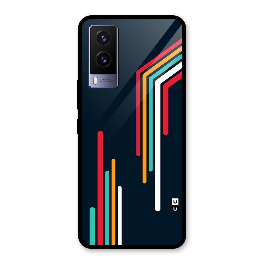 Retro Lines Minimal Stripes Glass Back Case for Vivo V21e 5G