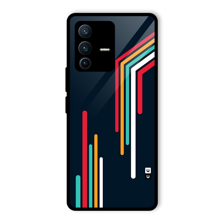 Retro Lines Minimal Stripes Glass Back Case for Vivo V23 Pro