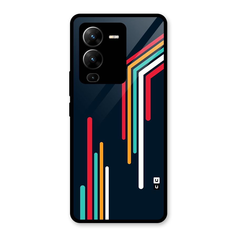 Retro Lines Minimal Stripes Glass Back Case for Vivo V25 Pro