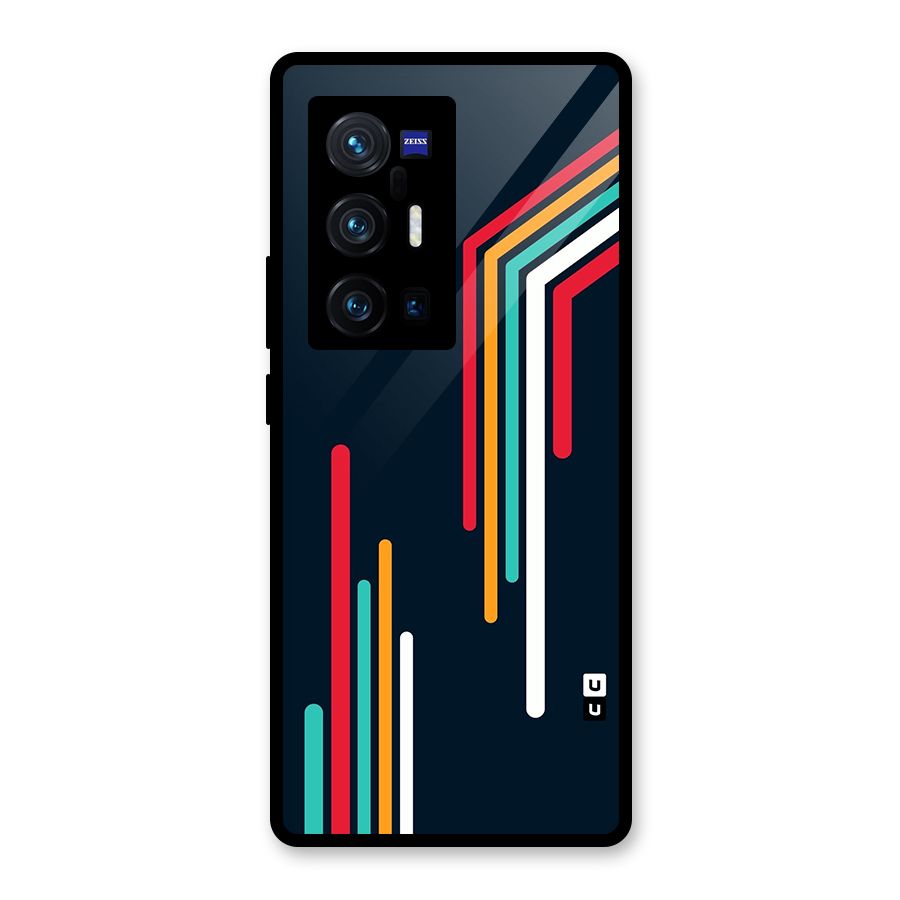 Retro Lines Minimal Stripes Glass Back Case for Vivo X70 Pro Plus