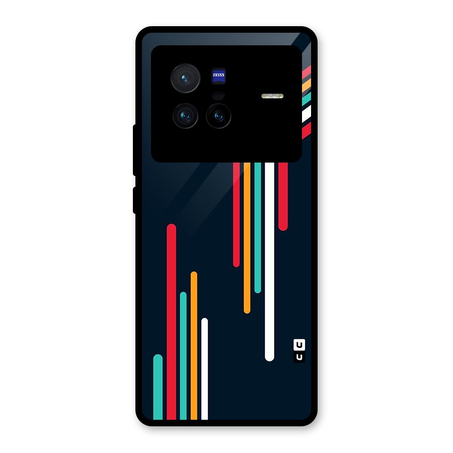 Retro Lines Minimal Stripes Glass Back Case for Vivo X80