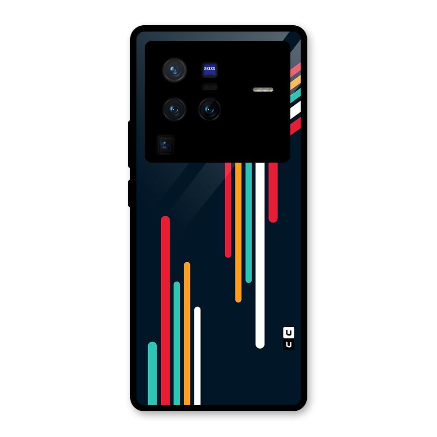 Retro Lines Minimal Stripes Glass Back Case for Vivo X80 Pro