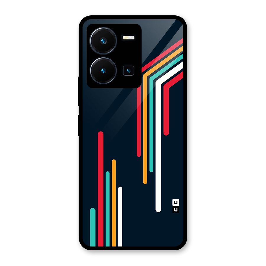 Retro Lines Minimal Stripes Glass Back Case for Vivo Y35