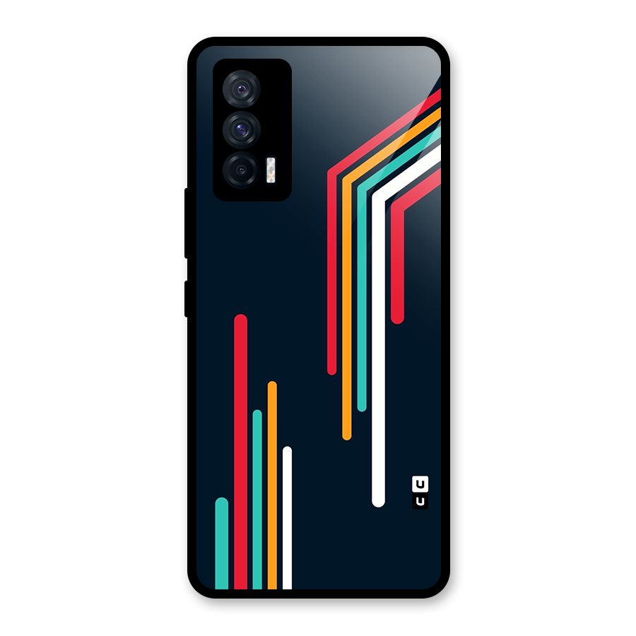 Retro Lines Minimal Stripes Glass Back Case for Vivo iQOO 7 5G