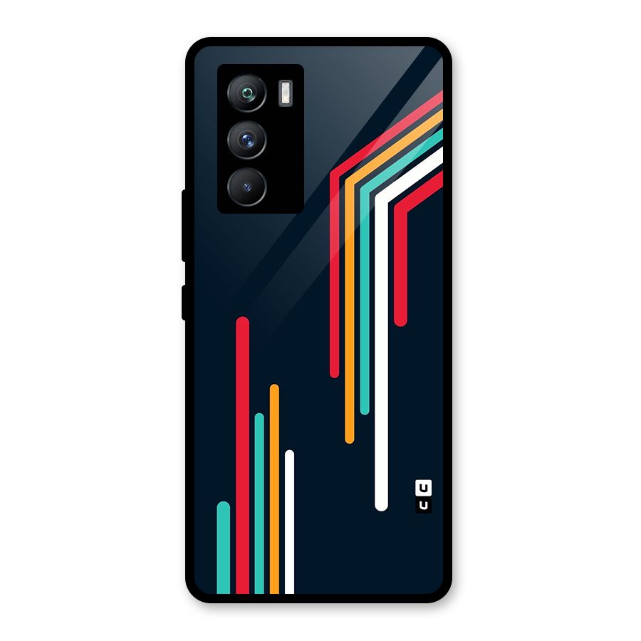 Retro Lines Minimal Stripes Glass Back Case for Vivo iQOO 9 SE