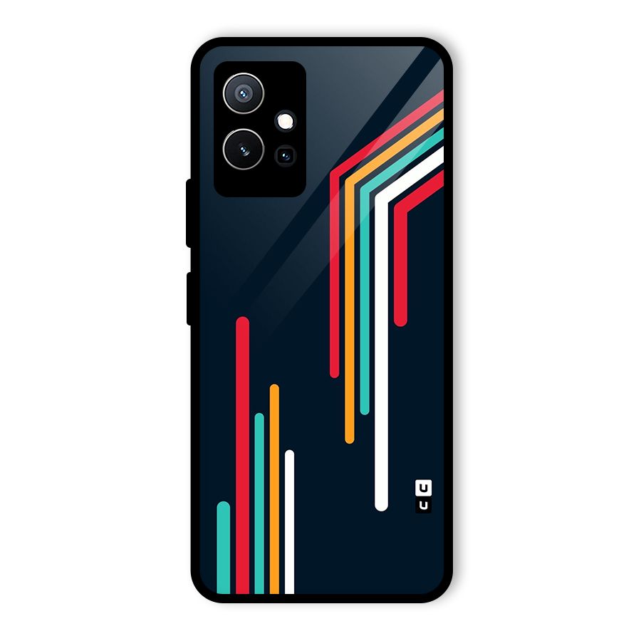 Retro Lines Minimal Stripes Glass Back Case for Vivo iQOO Z6