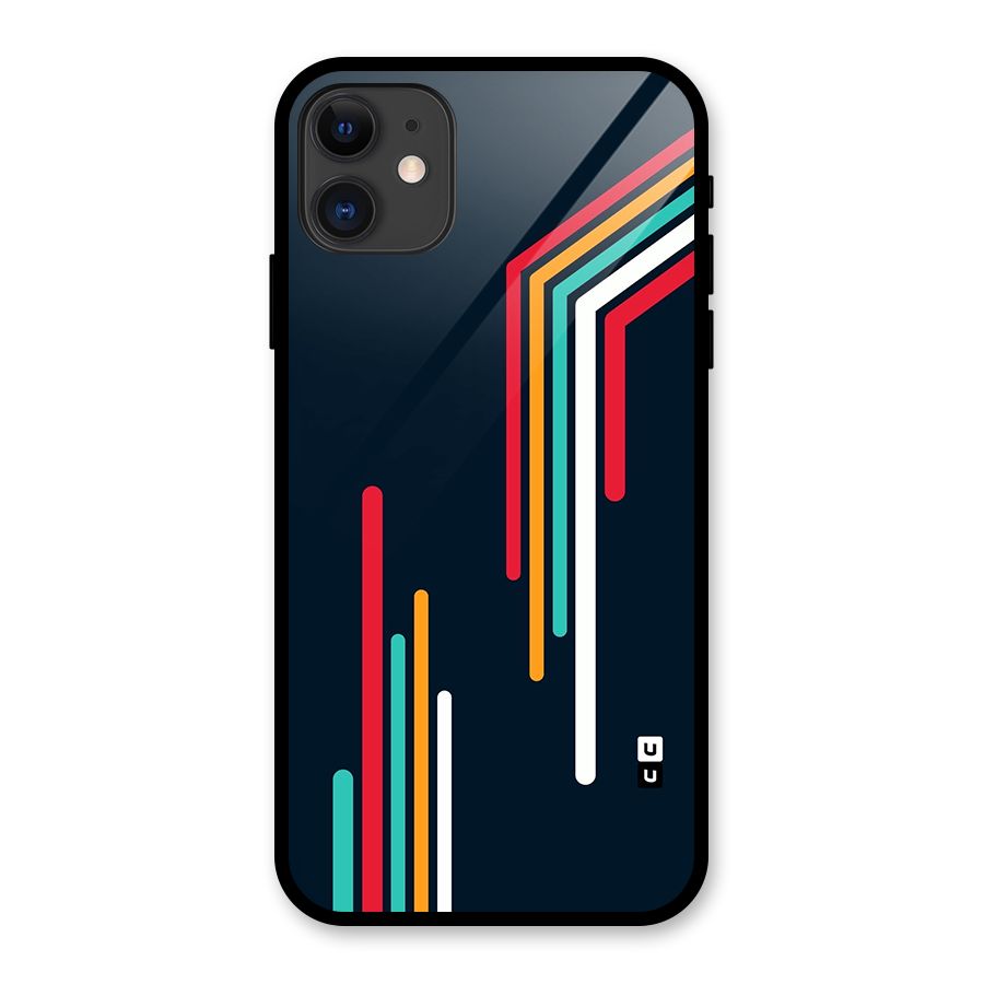 Retro Lines Minimal Stripes Glass Back Case for iPhone 11