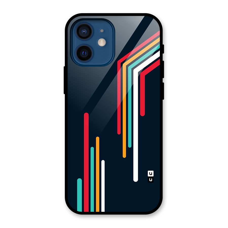 Retro Lines Minimal Stripes Glass Back Case for iPhone 12 Mini