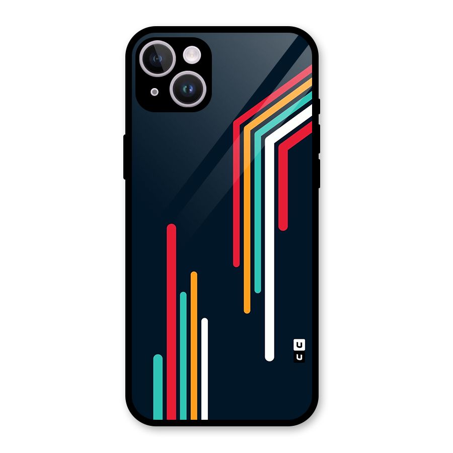 Retro Lines Minimal Stripes Glass Back Case for iPhone 14 Plus