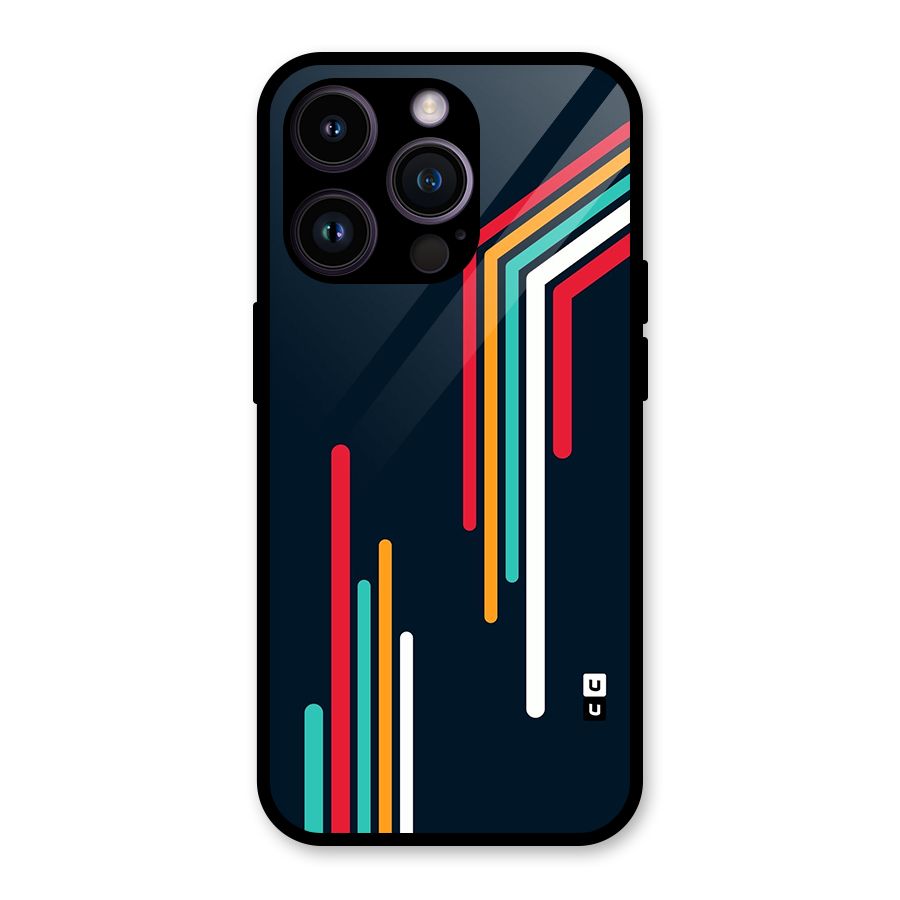 Retro Lines Minimal Stripes Glass Back Case for iPhone 14 Pro