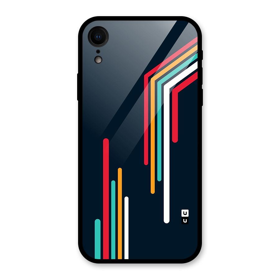 Retro Lines Minimal Stripes Glass Back Case for iPhone XR