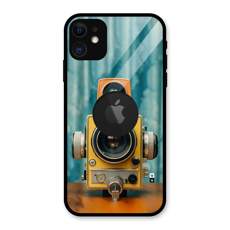 Retro Projector Glass Back Case for iPhone 11 Logo Cut