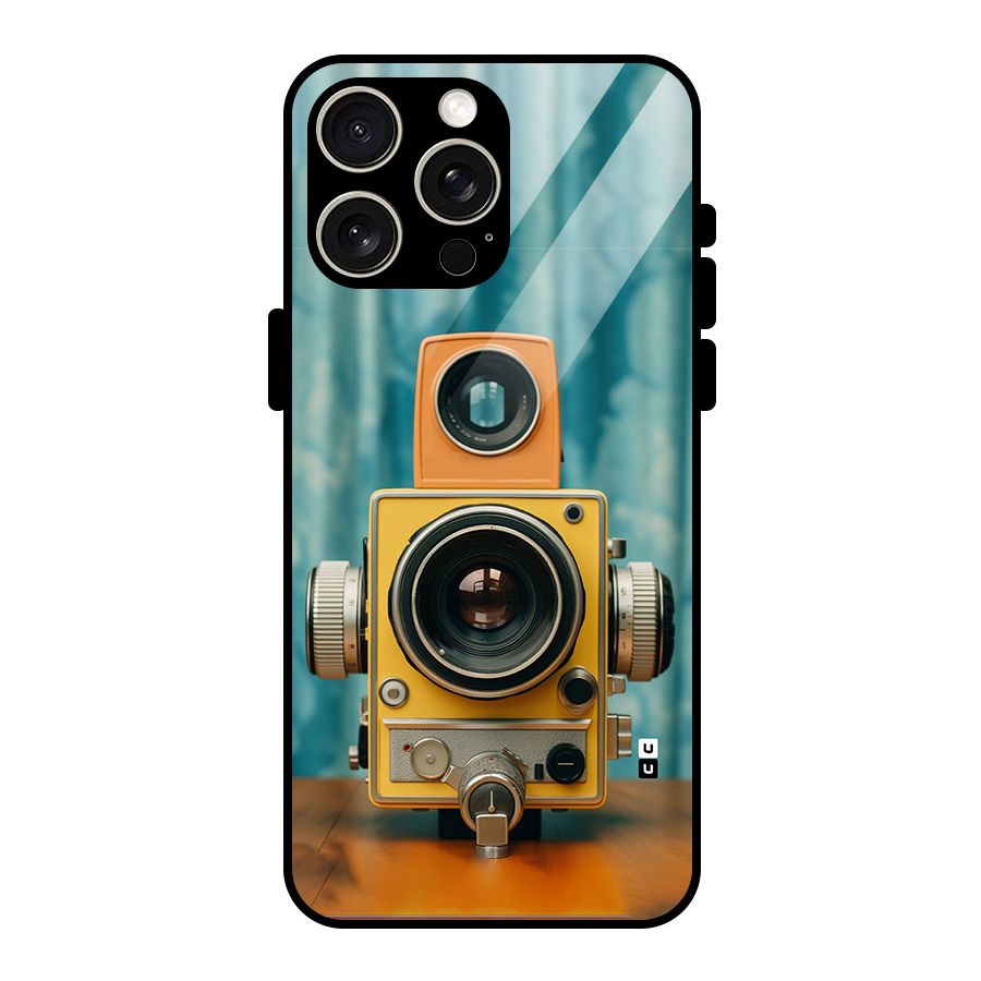 Retro Projector Glass Back Case for iPhone 15 Pro Max