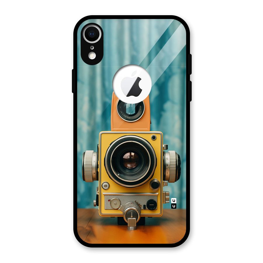 Retro Projector Glass Back Case for iPhone XR Logo Cut