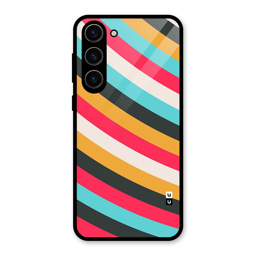 Retro Style Minimal Curves Glass Back Case for Galaxy S23 Plus