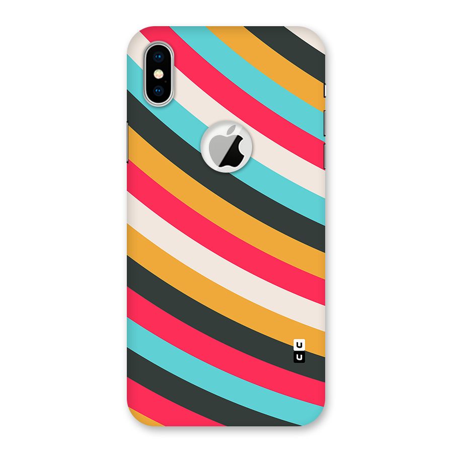 Retro Style Minimal Curves Back Case for iPhone X Logo Cut