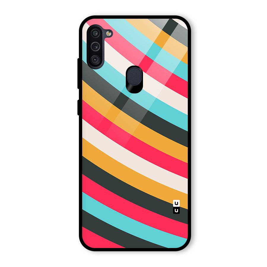 Retro Style Minimal Curves Glass Back Case for Galaxy M11