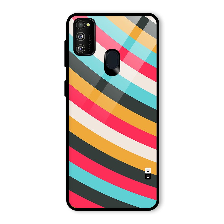 Retro Style Minimal Curves Glass Back Case for Galaxy M30s