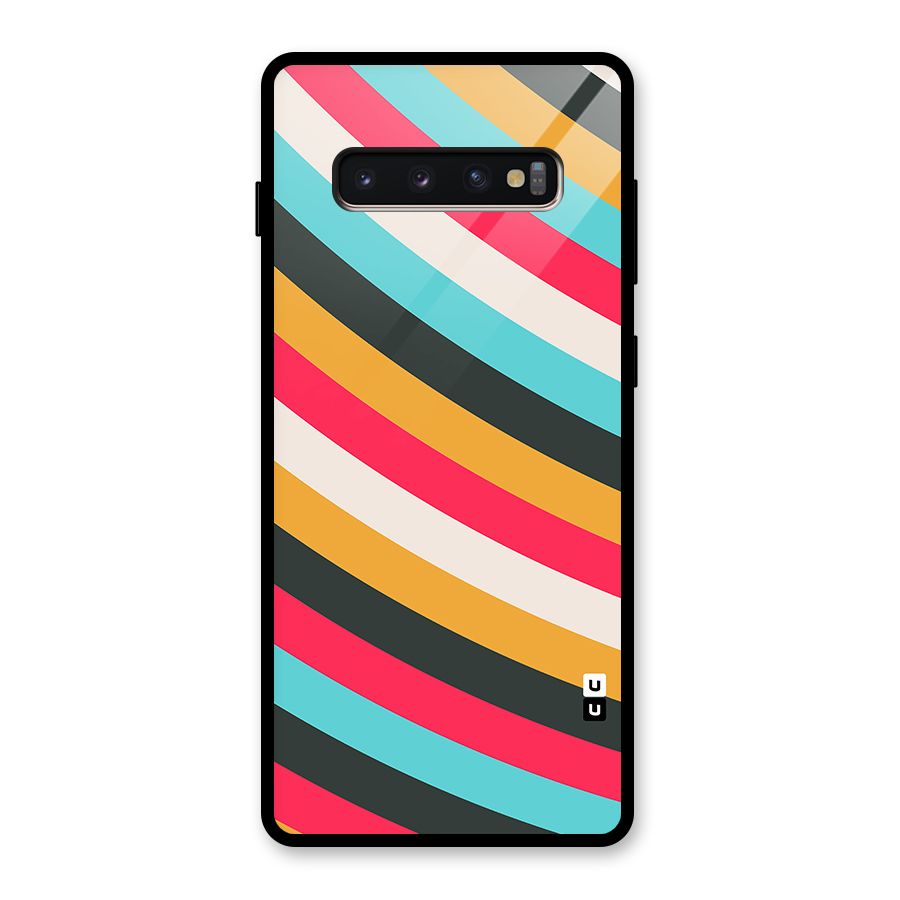 Retro Style Minimal Curves Glass Back Case for Galaxy S10 Plus
