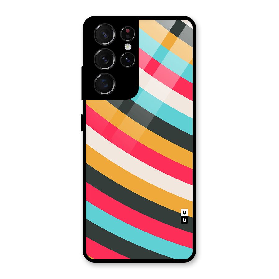 Retro Style Minimal Curves Glass Back Case for Galaxy S21 Ultra 5G