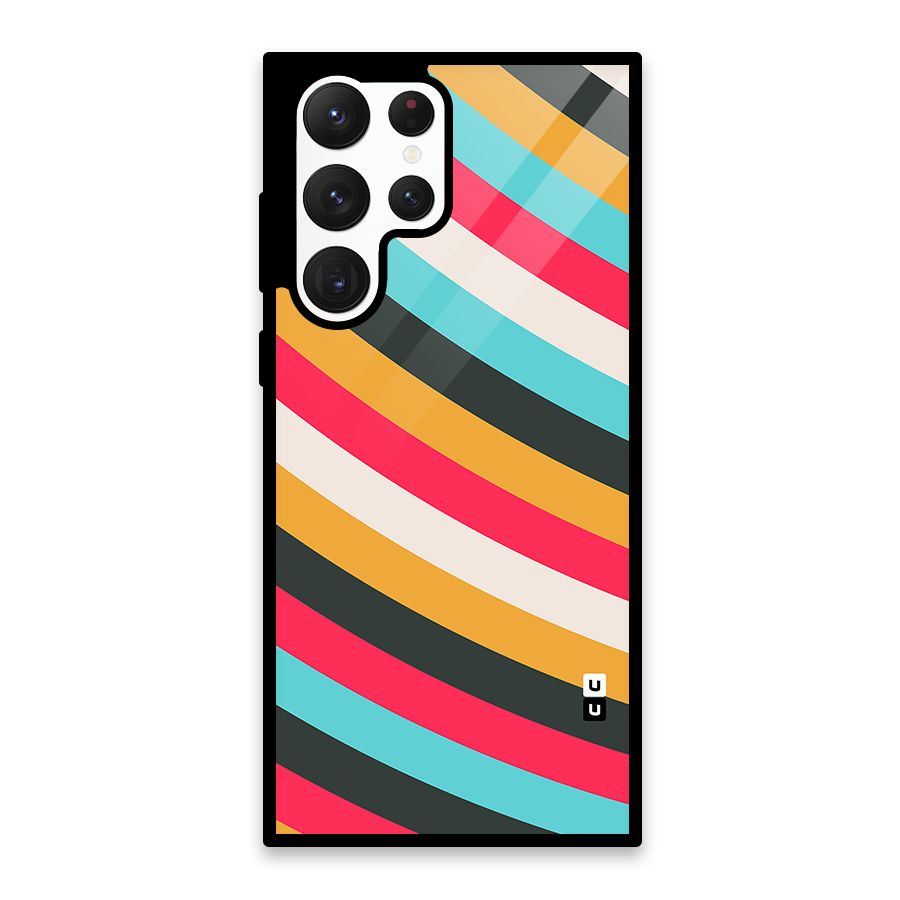 Retro Style Minimal Curves Glass Back Case for Galaxy S22 Ultra 5G