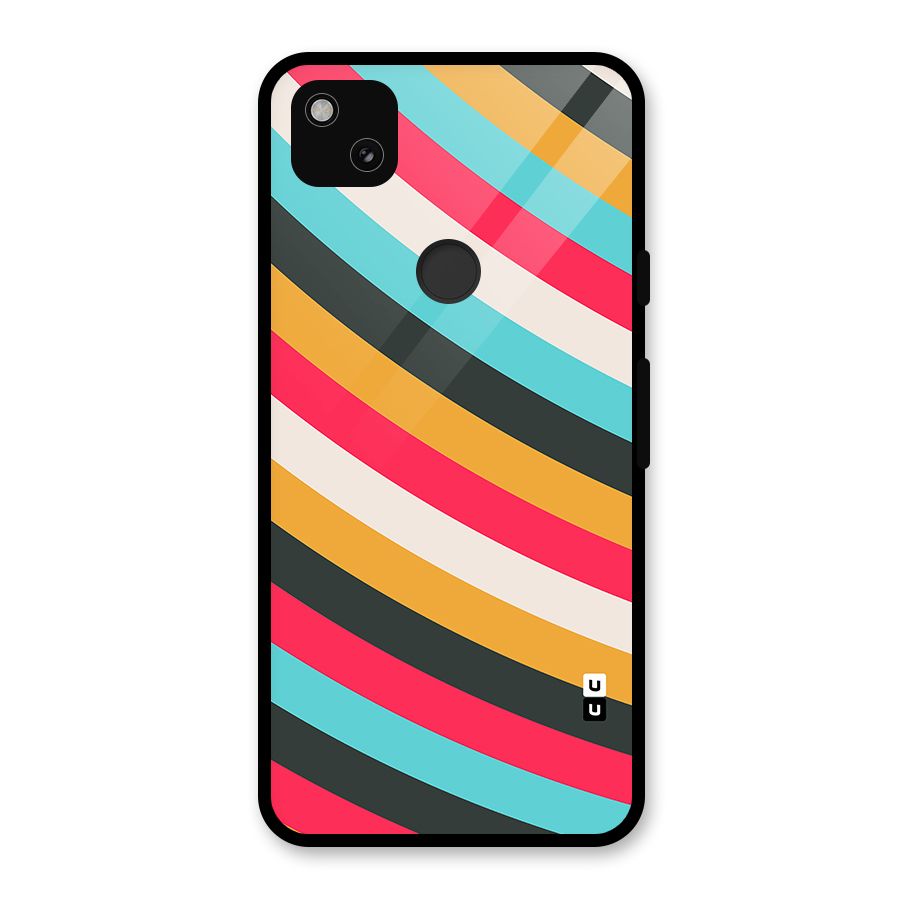 Retro Style Minimal Curves Glass Back Case for Google Pixel 4a