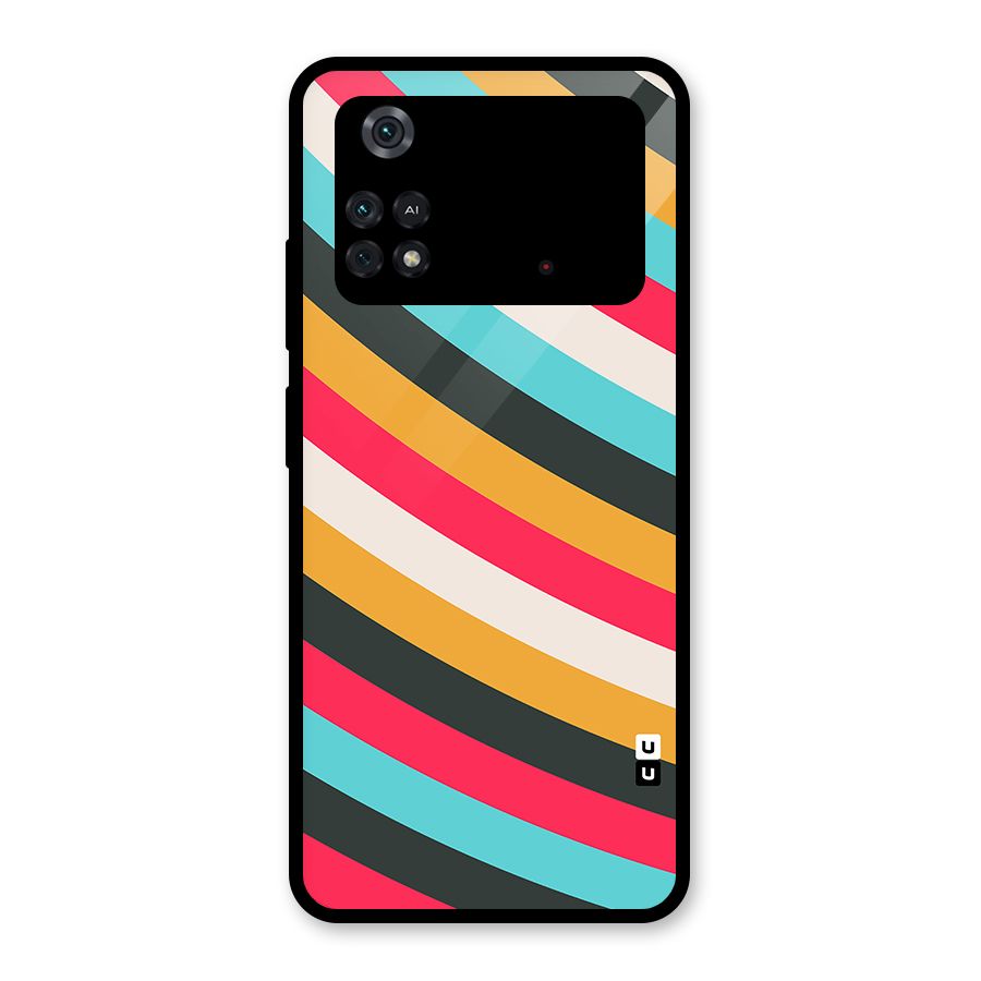 Retro Style Minimal Curves Glass Back Case for Poco M4 Pro 4G